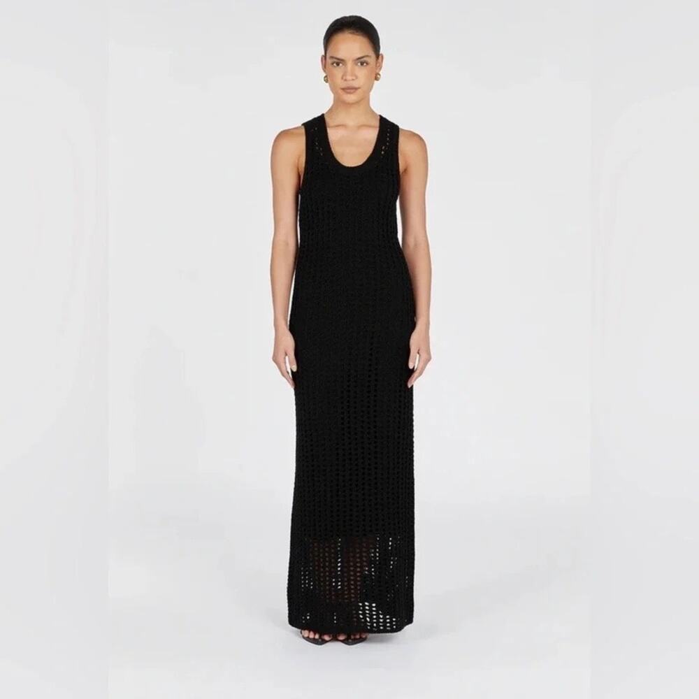 DISSH Hunter Black Crochet Knit Maxi Dress / Coverup Medium Sleeveless Tank